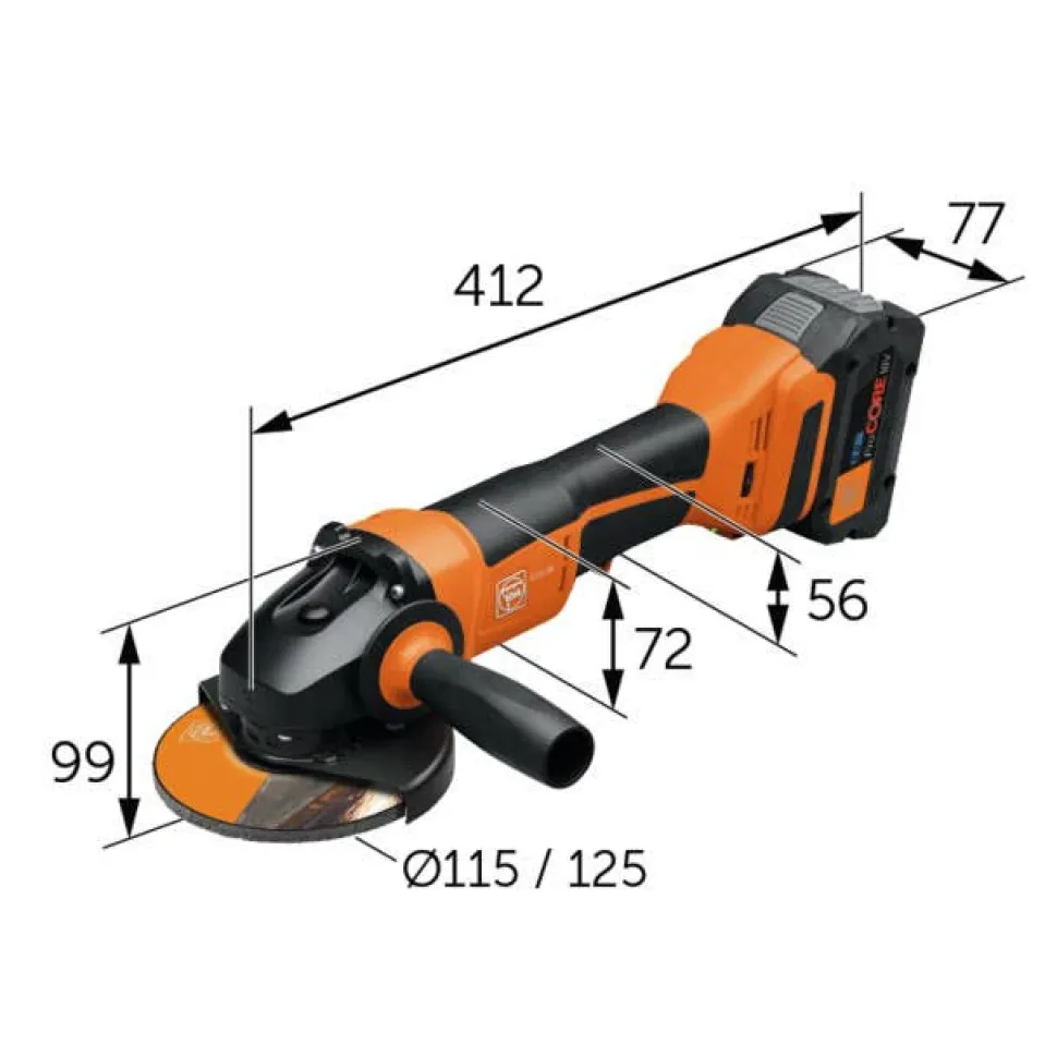 Fein 18V AmpShare CCG 18-125-10 AS 5" Angle Grinder Paddle 1080 Watts Brake Kit 71220462120