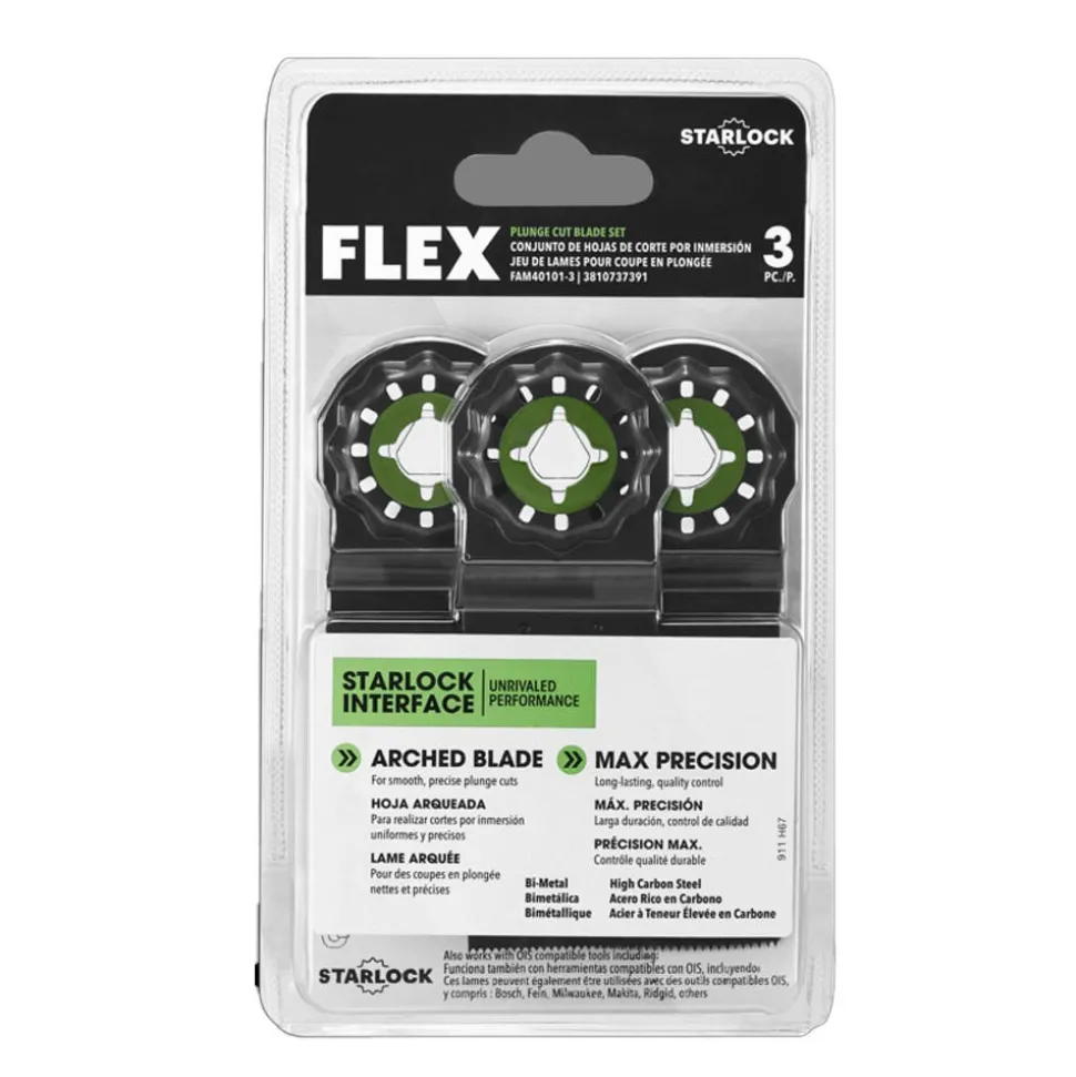 Flex 3 Piece Oscillating Accessory Plunge Cutting Blade Set FAM40101-3