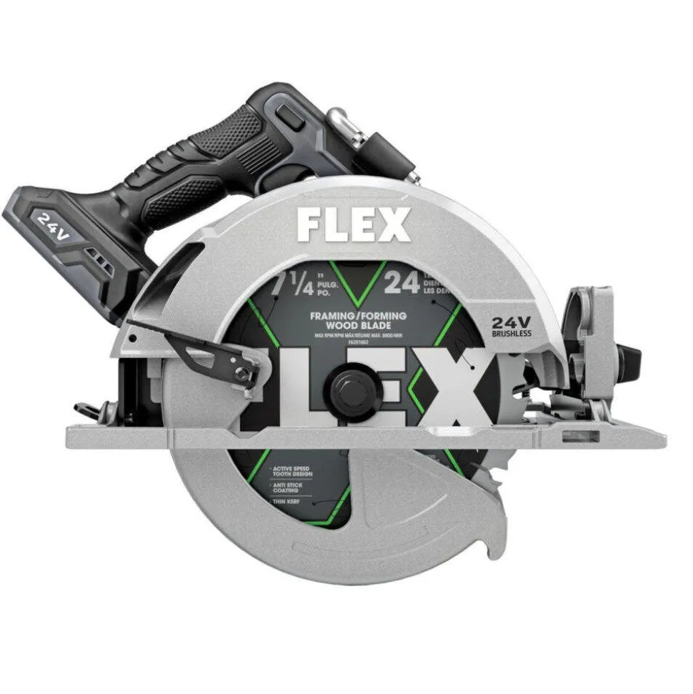 FLEX 24V 1/2" Hammer Drill, Impact Driver, 7-1/4" Circular Saw, Work Light Kit (3.5Ah/6.0Ah Stacked) FXM403-2G