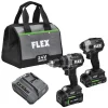 Flex 24V 1/2" Hammer Drill Turbo Mode & Impact Driver 2-Tool Combo Kit (2.5Ah/5.0Ah) FXM202-2B