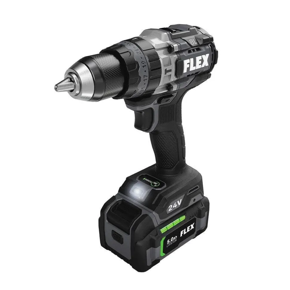 Flex 24V 1/2" Hammer Drill Turbo Mode & Impact Driver 2-Tool Combo Kit (2.5Ah/5.0Ah) FXM202-2B
