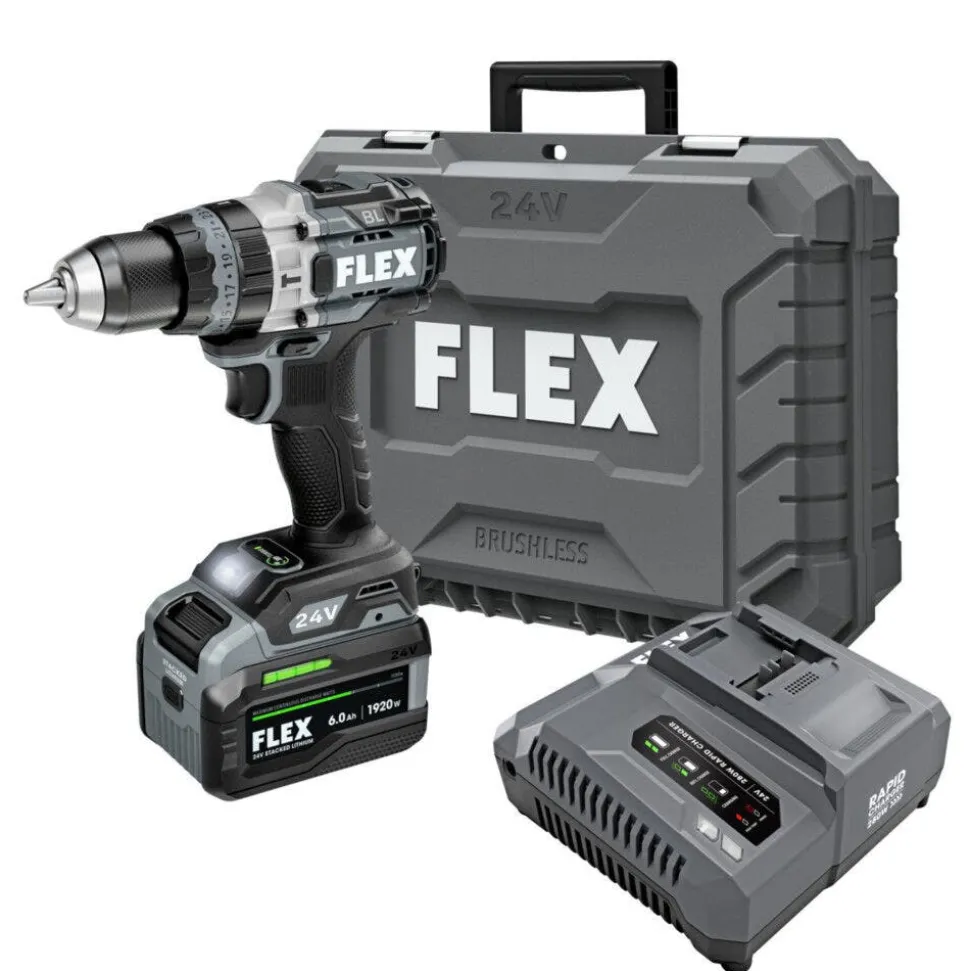 FLEX 24V 1/2" Hammer Drill Turbo Mode Kit (6.0Ah Stacked) FX1271T-1H