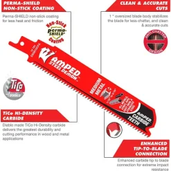 Freud Diablo 9" 10 TPI Steel Demon Amped Medium Metal Carbide Reciprocating Saw Blade DS0910CFA
