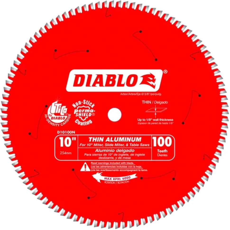 Freud Diablo 10" 100-Tooth Thin Aluminum Cutting Circular Saw Blade D10100N
