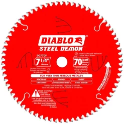 Freud Diablo 7-1/4" x 70 Tooth Steel Demon Carbide-Tipped Saw Blade for Metal D0770FA