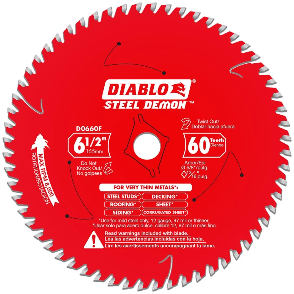 Freud Diablo 6-1/2" x 60-Tooth Steel Demon Saw Blade for Very Thin Mild Steels D0660FA