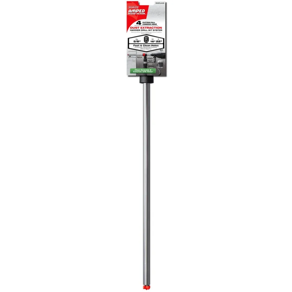 Freud Diablo AMPED Rebar Demon 5/8" x 16" x 22" SDS-Plus 4-Cutter Full Carbide Head Dust Extraction Hammer Drill Bit DMAPLA4520