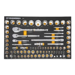 Gearwrench 83 Piece 1/4" - 3/8" & 1/2" 90-Tooth SAE/Metric Mechanics Tool Set w/ Foam Storage Tray 86529