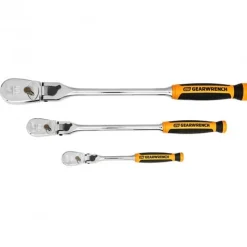 Gearwrench 3 Piece 1/4", 3/8" & 1/2" Drive 90-Tooth Dual Material Locking Flex Head Ratchet Set 81298T