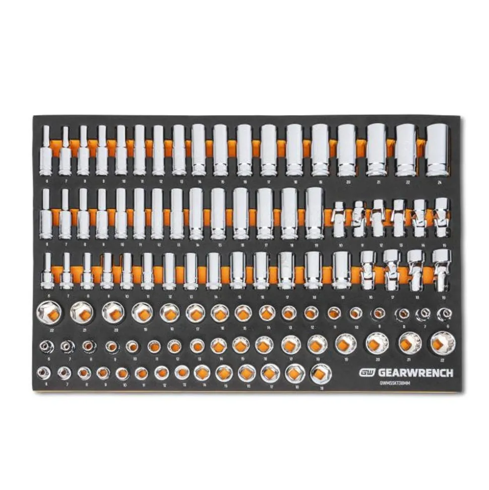 Gearwrench 104 Piece 3/8" Drive Master Metric Socket Set w/ Foam Storage Tray GWMSSKT38MM