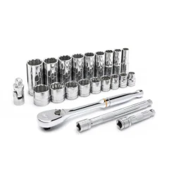 Gearwrench 22 Piece 3/8" Drive 12 Point Standard & Deep SAE Mechanics Tool Set 80691