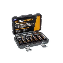 Gearwrench 10 Piece 1/2" Drive Bolt Biter Deep Extraction Socket Set 86071