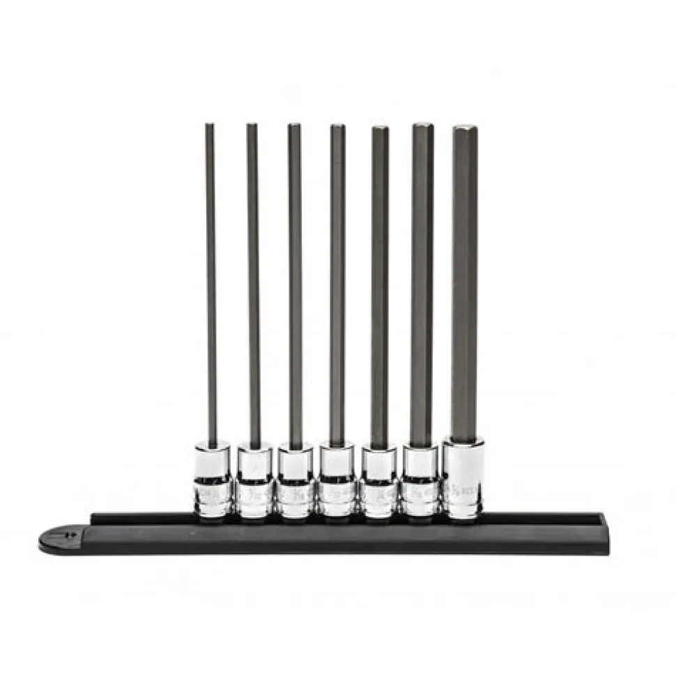 Gearwrench 7 Piece 3/8" Long Length Hex Bit SAE Socket Set 82537