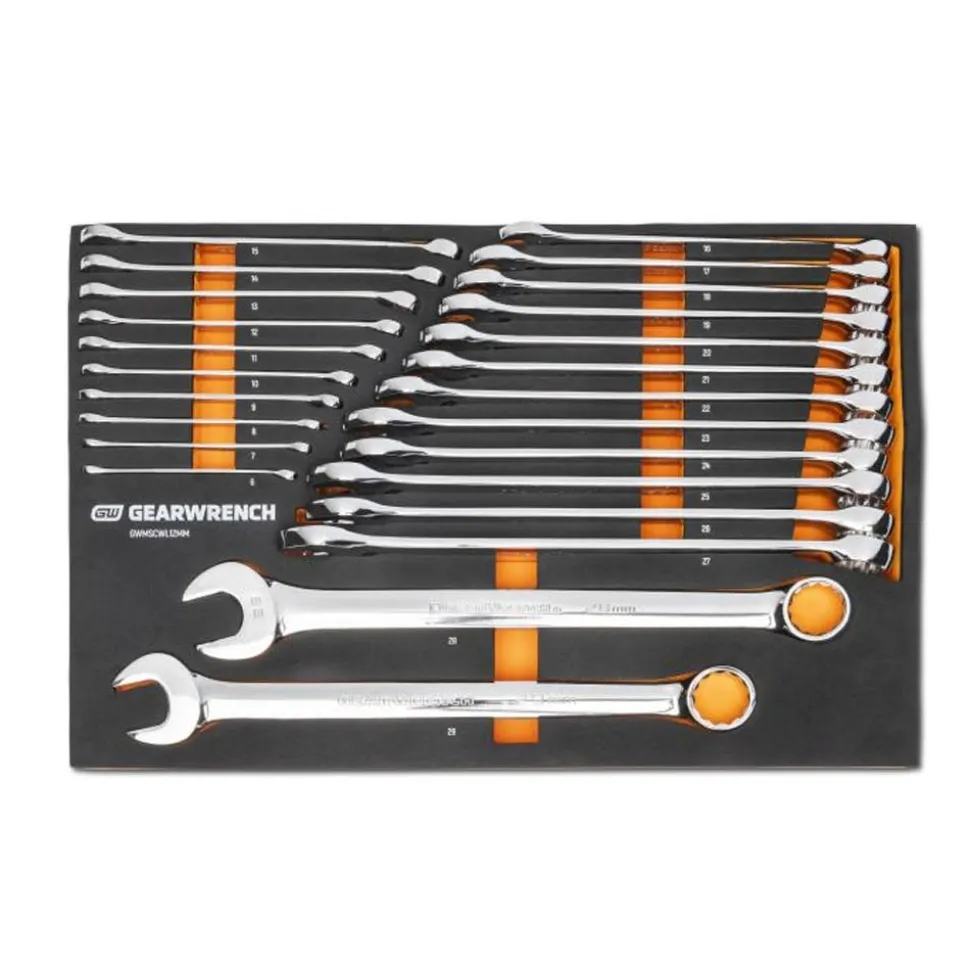 Gearwrench 24 Piece 12 Point Long Pattern Combination Metric Wrench Set w/ Foam Storage Tray GWMSCWL12MM