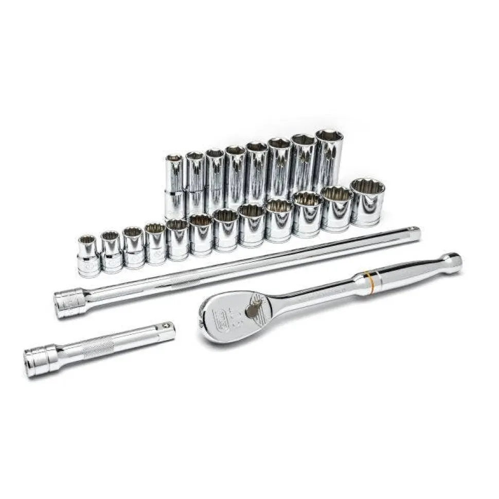 Gearwrench 23 Piece 1/2" SAE Standard & Deep Socket Set 80707