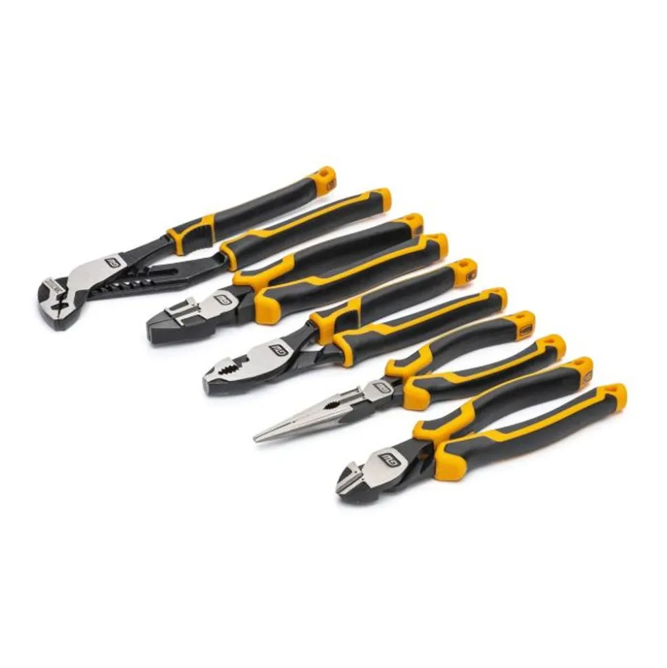 Gearwrench 5 Piece PITBULL Cushion Grip Pliers Set w/ Foam Storage Tray GWMSPLR01