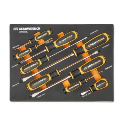 Gearwrench 9 Piece Slotted Dual Material Screwdriver Set w/ Foam Storage Tray GWMSSCRSL