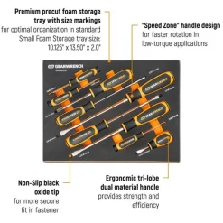 Gearwrench 9 Piece Slotted Dual Material Screwdriver Set w/ Foam Storage Tray GWMSSCRSL
