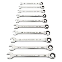 Gearwrench 10 Piece 90-Tooth 12 Point SAE Combination Ratcheting Wrench Set 86958