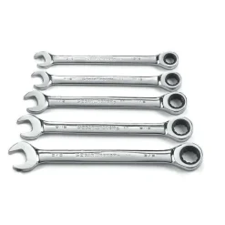 Gearwrench 5 Piece 72-Tooth 12 Point Ratcheting Combination SAE Wrench Set 93005