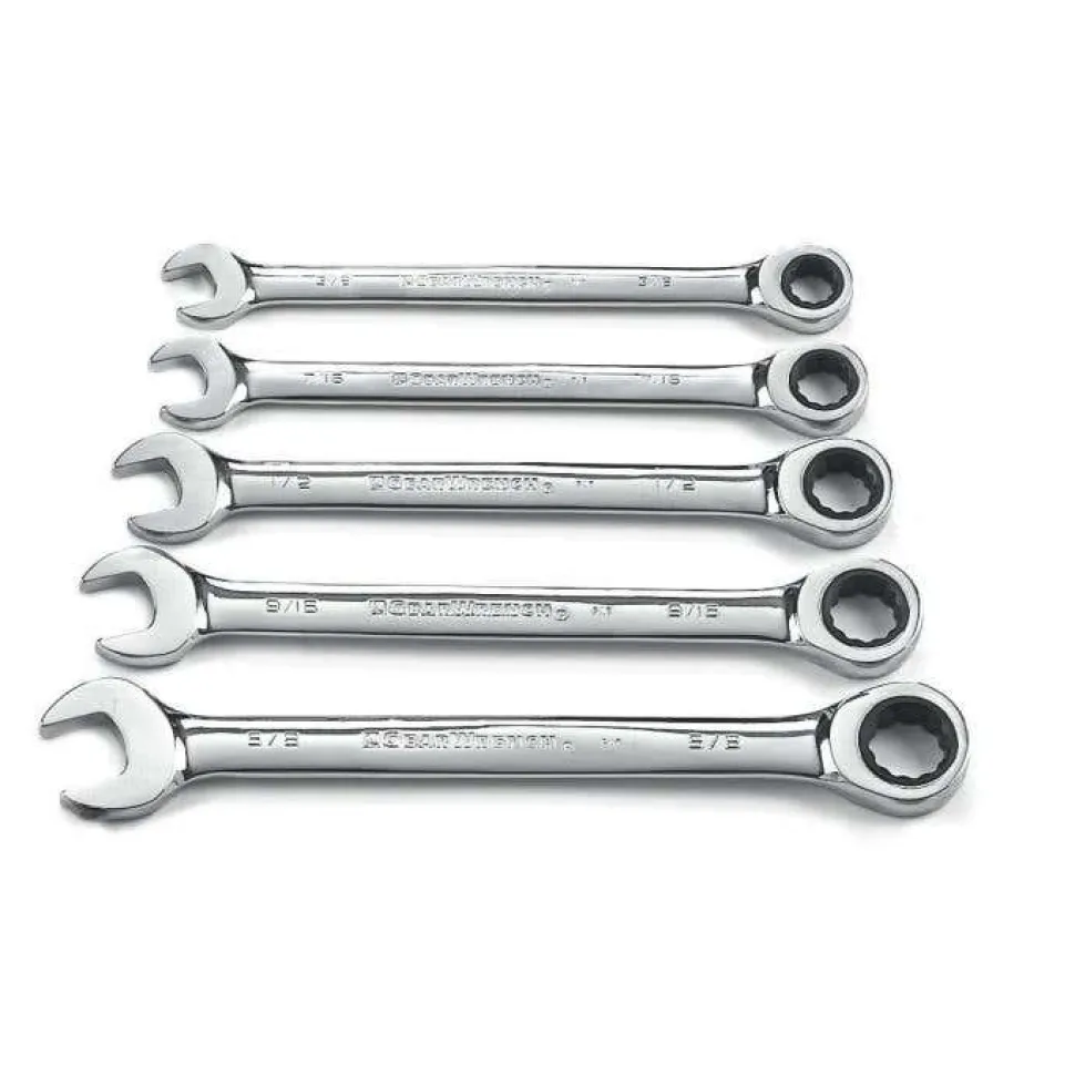 Gearwrench 5 Piece 72-Tooth 12 Point Ratcheting Combination SAE Wrench Set 93005