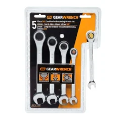 Gearwrench 5 Piece 72-Tooth 12 Point Ratcheting Combination SAE Wrench Set 93005