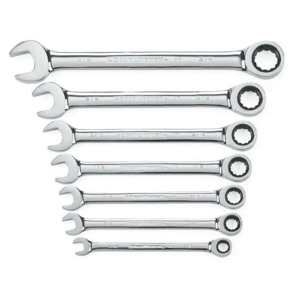 Gearwrench 7 Piece 72-Tooth 12 Point Ratcheting Combination SAE Wrench Set 9317