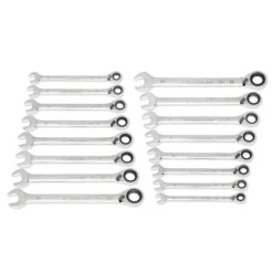 Gearwrench 16 Piece 90-Tooth 12 Point Metric Reversible Ratcheting Wrench Set 86629