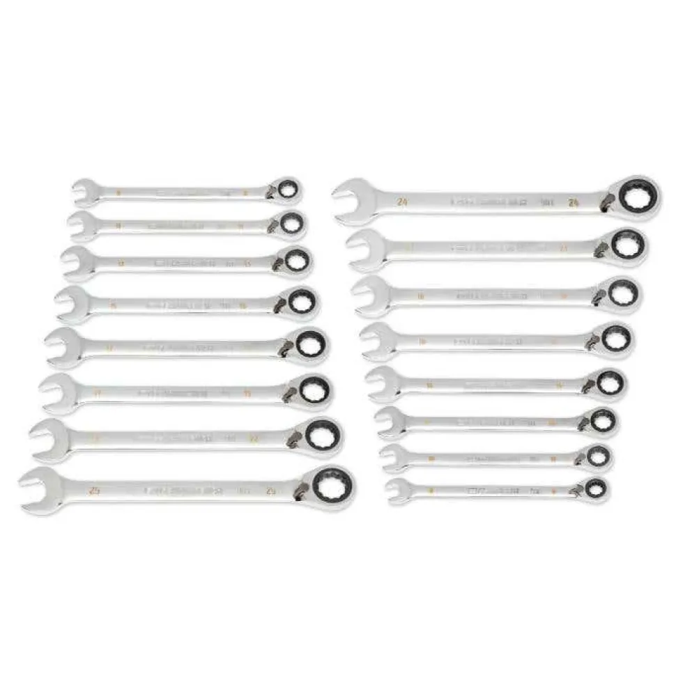 Gearwrench 16 Piece 90-Tooth 12 Point Metric Reversible Ratcheting Wrench Set 86629