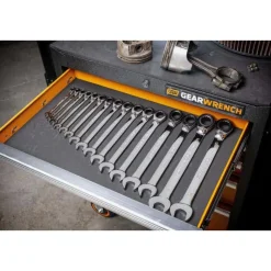 Gearwrench 16 Piece 90-Tooth 12 Point Metric Reversible Ratcheting Wrench Set 86629