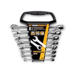 Gearwrench 8 Piece 72-Tooth Open End SAE Ratcheting Combination Wrench Set 85599
