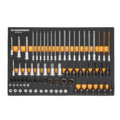 Gearwrench MEGAMOD Mobile Rolling Tool Case w/ Modular Drive Tool, Bit Sockets, and Hex Key Sets GWMP100 & 86529 & 86523 & 86528 & GWMSBSKCBMM