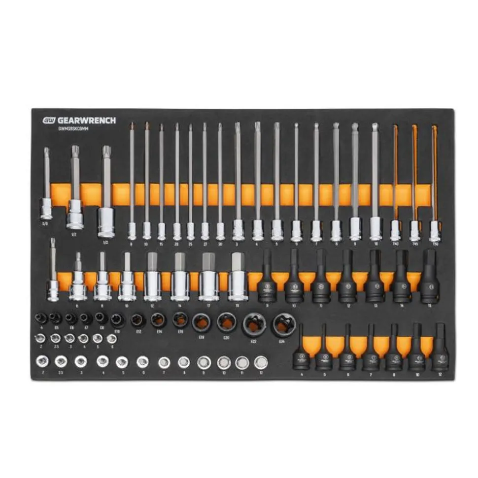 Gearwrench MEGAMOD Mobile Rolling Tool Case w/ Modular Drive Tool, Bit Sockets, and Hex Key Sets GWMP100 & 86529 & 86523 & 86528 & GWMSBSKCBMM