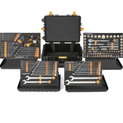 Gearwrench MEGAMOD Mobile Rolling Tool Case w/ Modular Combo Wrench and Hex Key Sets GWMP100 & GWMSCWL12MM & GWMSCWL12SAE & GWMSCWS6SAEMM & 86529