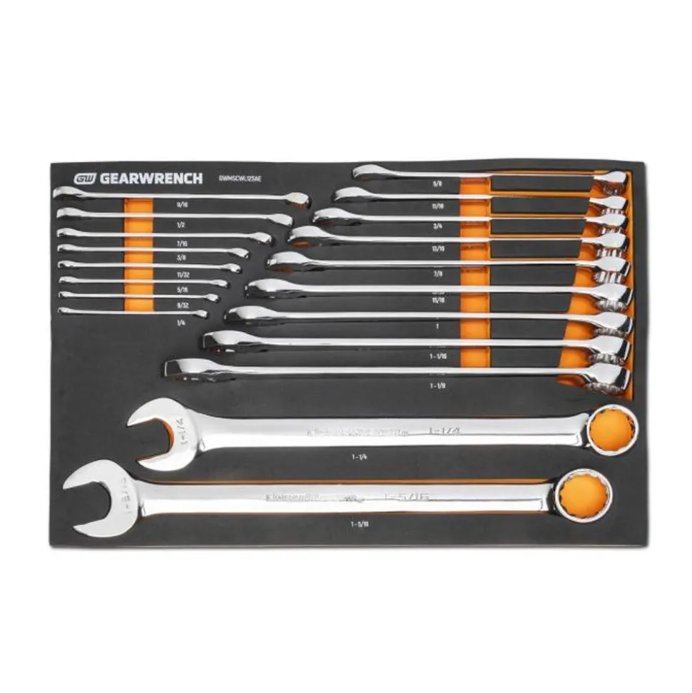 Gearwrench MEGAMOD Mobile Rolling Tool Case w/ Modular Combo Wrench and Hex Key Sets GWMP100 & GWMSCWL12MM & GWMSCWL12SAE & GWMSCWS6SAEMM & 86529