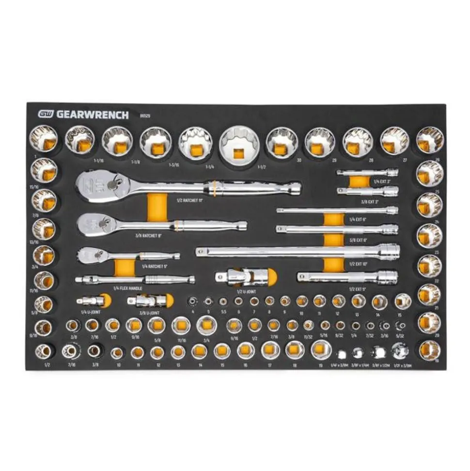 Gearwrench MEGAMOD Mobile Rolling Tool Case w/ Modular Combo Wrench and Hex Key Sets GWMP100 & GWMSCWL12MM & GWMSCWL12SAE & GWMSCWS6SAEMM & 86529