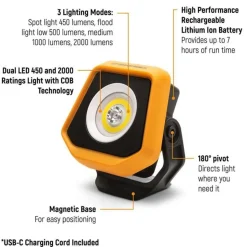 Gearwrench Tools 2000 Lumens Rechargeable Shop Light GWSL2000