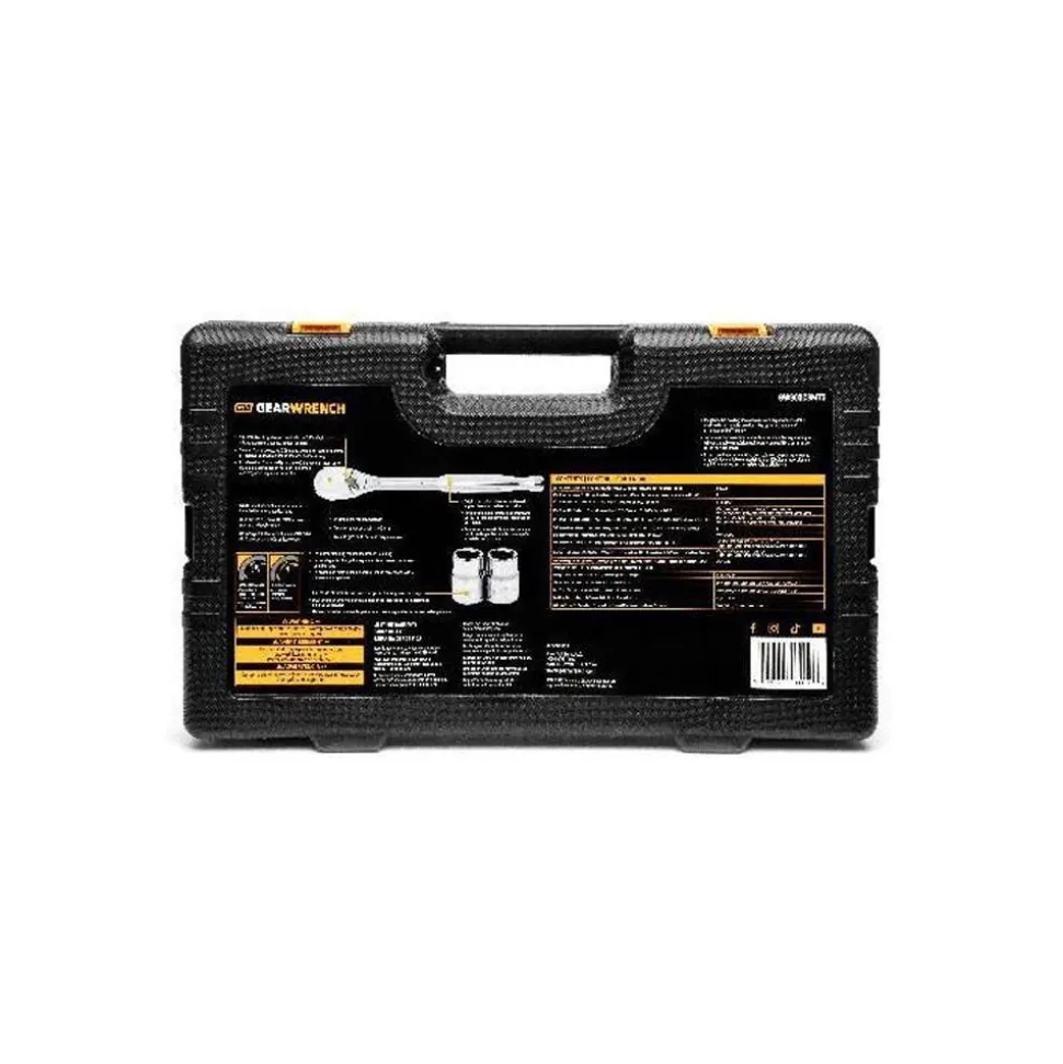 Gearwrench Tools 121 Piece 1/4" & 3/8” Drive 90T SAE/MM Mechanics Hand Tool Set GW90SCBMTS