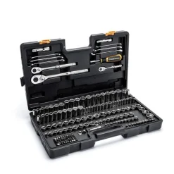 Gearwrench Tools 185 Piece 1/4”, 3/8”, & 1/2" Drive 72-Tooth SAE/MM Mechanics Hand Tool Set GW72MCBMTS