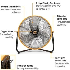 Gearwrench Tools 20" Shop Fan 4500 CFM 3-Speed High Velocity GWSFAN20