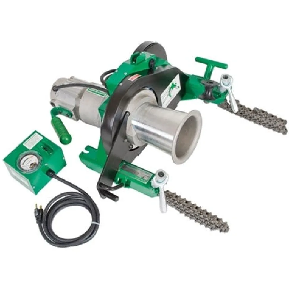 Greenlee 6500 lb. Super Tugger Cable Puller Power Unit 220 VAC 50Hz Force Gauge and Vise Chains 6001-22