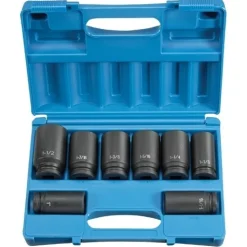 Grey Pneumatic 8 Piece 3/4" Drive 6-Point Deep Length Impact Socket Set (SAE) 8034D