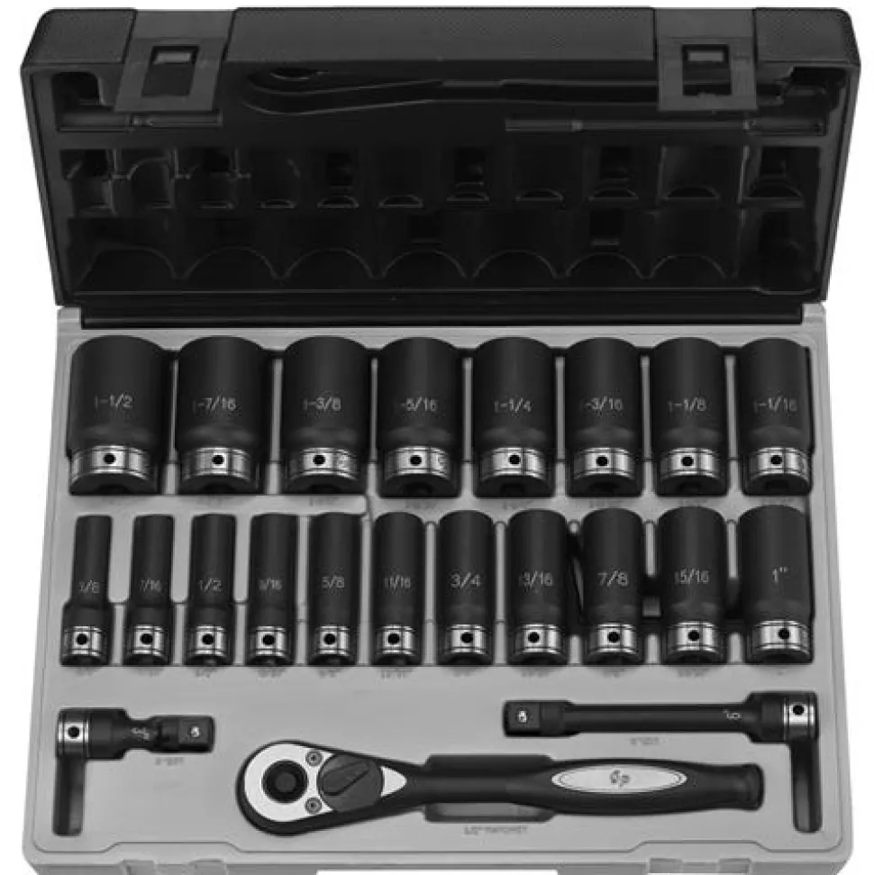 Grey Pneumatic 22 Piece 1/2" Drive 6-Point Deep Length DUO-Socket Set (SAE) 82622D