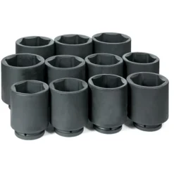 Grey Pneumatic 11 Piece 1" Drive 6-Point Deep Length Impact Socket Set (Metric) 9011MD