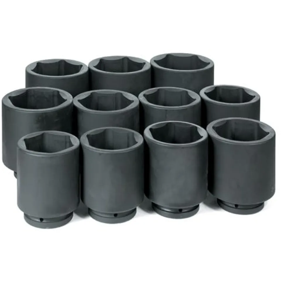 Grey Pneumatic 11 Piece 1" Drive 6-Point Deep Length Impact Socket Set (Metric) 9011MD