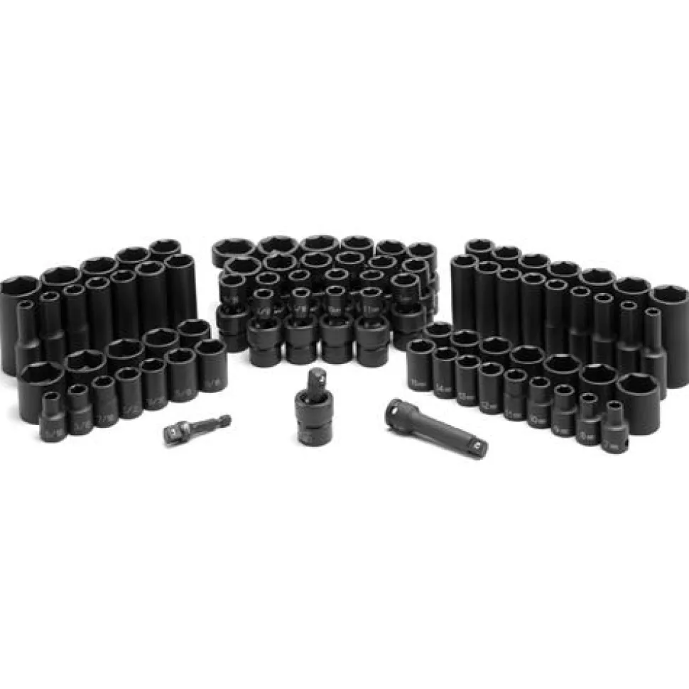 Grey Pneumatic 81 Piece 3/8" Drive 6-Point Standard & Deep Length Impact Socket Set (SAE & Metric) 1281