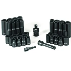 Grey Pneumatic 43 Piece 3/8" Drive 12 Point Impact Socket Set (SAE & Metric) 1643RD