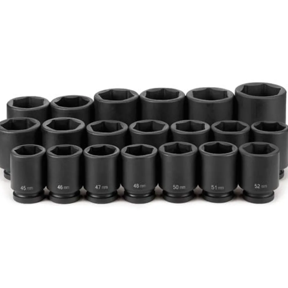Grey Pneumatic 20 Piece 1" Drive 6-Point Deep Length Impact Socket Set (Metric) 9020MD