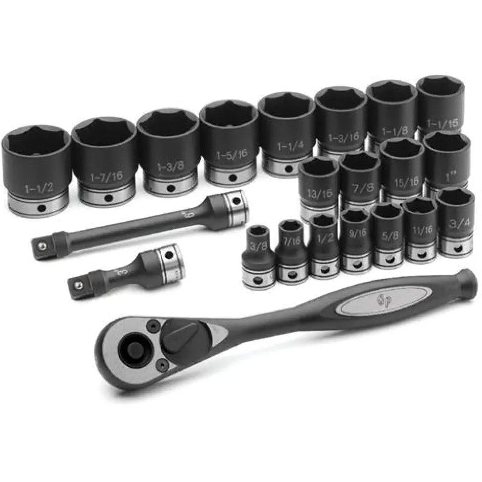Grey Pneumatic 22 Piece 1/2" Drive 6-Point Standard DUO-Socket Set (SAE) 82622