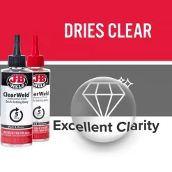 J-B Weld ClearWeld Pro Cold Weld Two-Part Epoxy (Repair Metal, Glass, Plastic) 8 oz 50240H